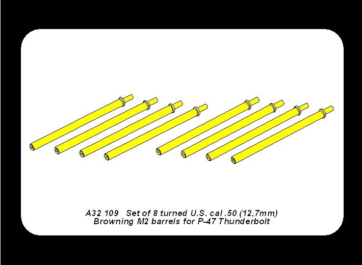 Aber A32109 Set of 8 turned cal .50 (12,7mm) U.S. Browning M2 barrels for P-47 Thunderbolt 1/32 – immagine 6