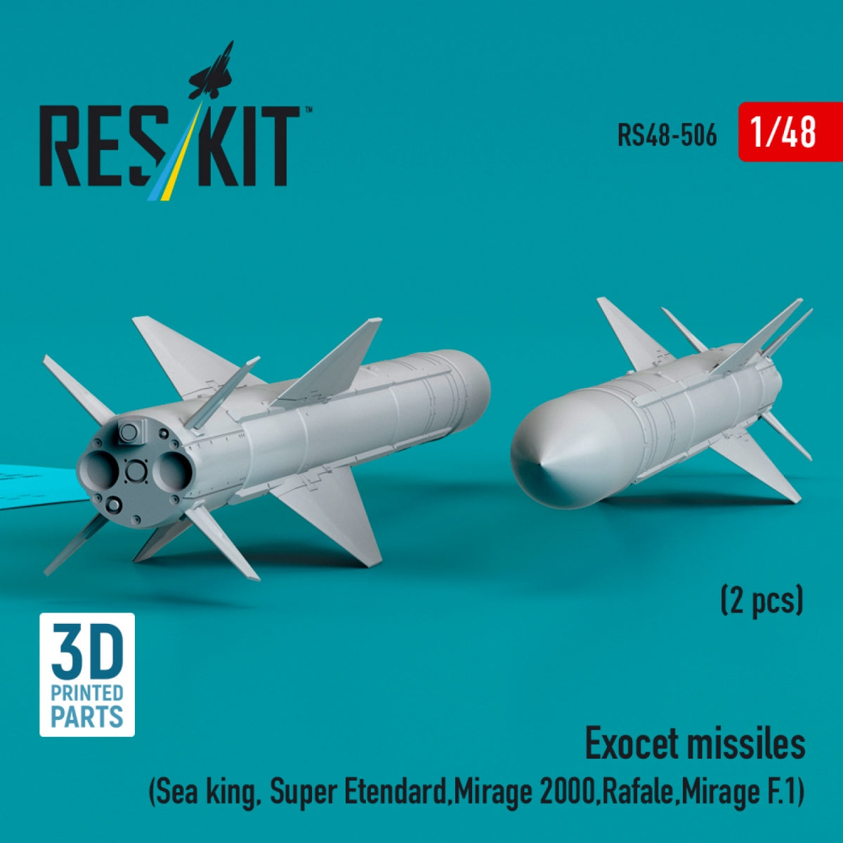 RESKIT RS48-0506 Exocet missiles (2 pcs) (3D Printed) 1/48 – imagen 2