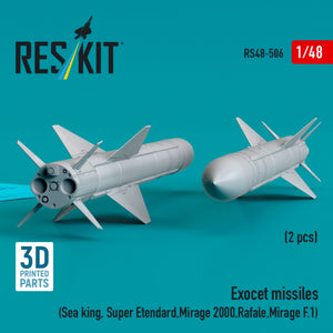 RESKIT RS48-0506 Exocet missiles (2 pcs) (3D Printed) 1/48 – imagen 2