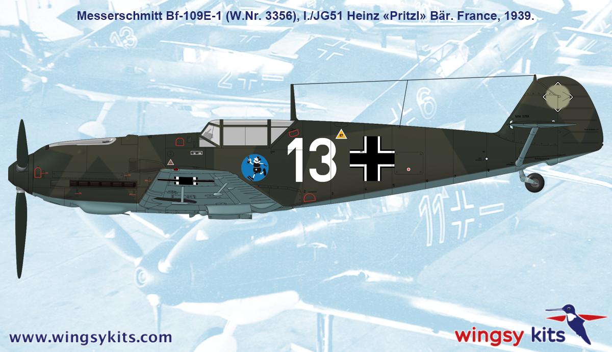 Wingsy Kits D5-07 German WWII Fighter MESSERSCHMITT Bf 109 E-1 1/48 – zdjęcie 14