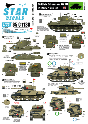 Star Decals 35-C1138 Sherman britannique en Italie 1943-44 1/35