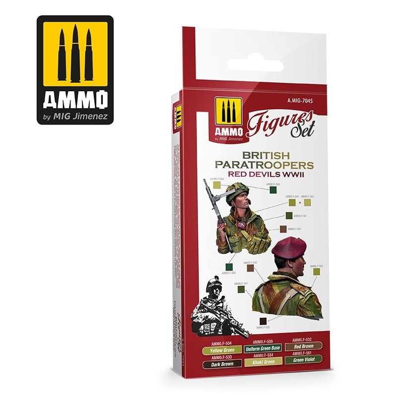 AMMO of Mig Jimenez 7045 British Paratroopers Red Devils WWII Set 6x17ml – zdjęcie 2