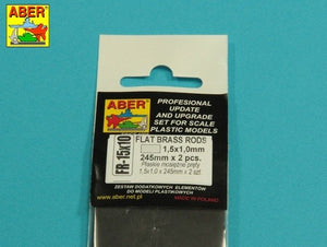 Aber FR15x10 Prostokątne pręty mosiężne 1,5x1,0 mm długość 245mm x 2 / Brass flat rods 1,5x1,0 mm length 245mm x2 pcs. – imagen 3