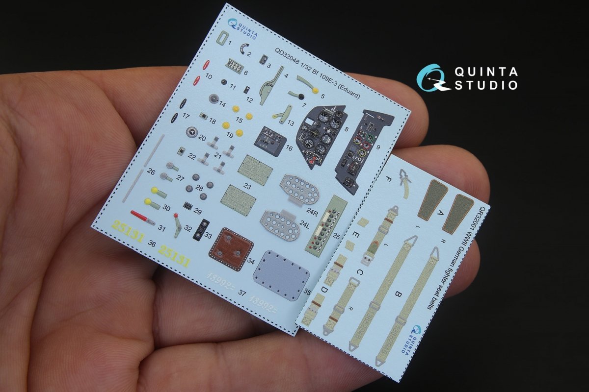Quinta Studio QD32048 Bf 109E-3 3D-Printed &amp;amp; coloured Interior on decal paper (for Eduard kit) 1/32 – imagen 2