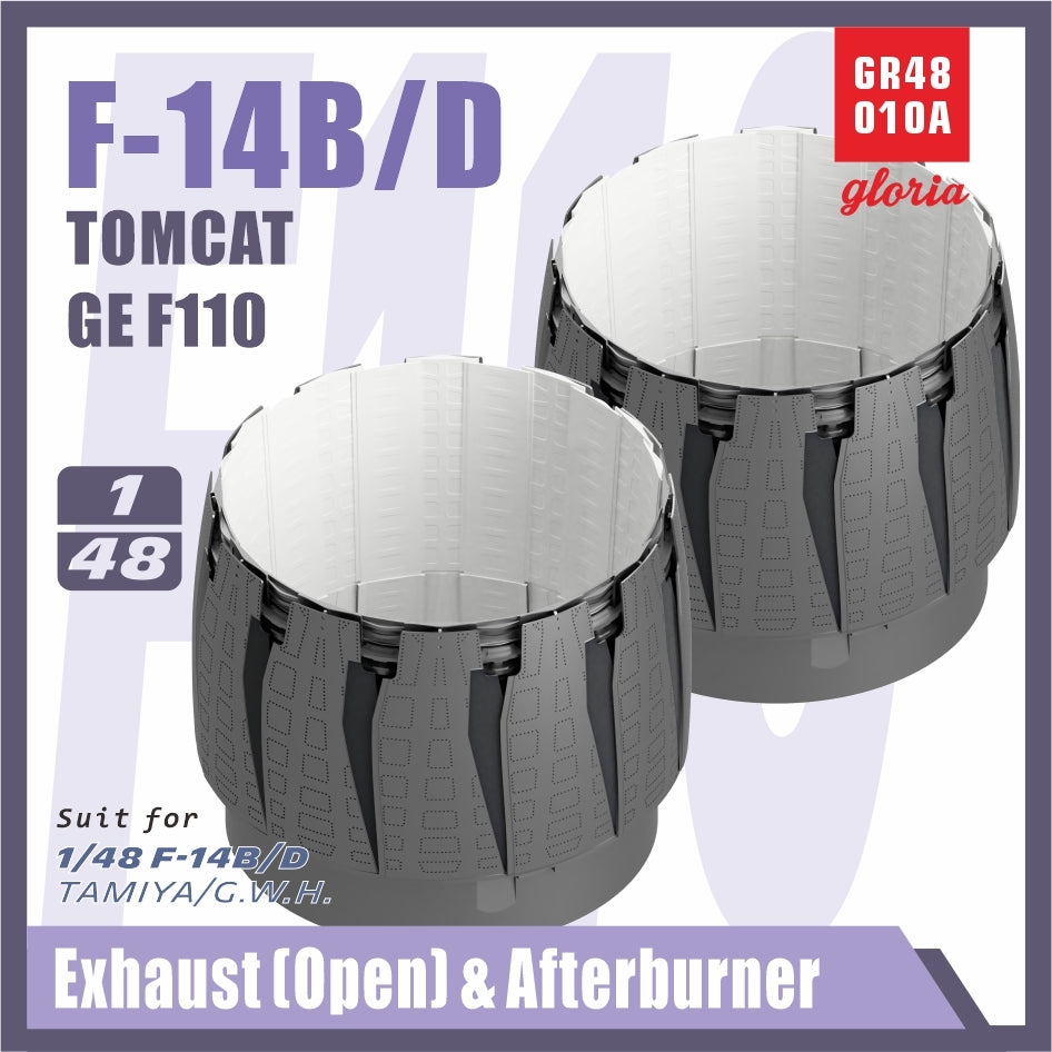 Gloria GR48010A F-14B/D F110-GE-400 Exhaust Nozzle &amp; Afterburner OPEN TAMIYA/GWH 1/48