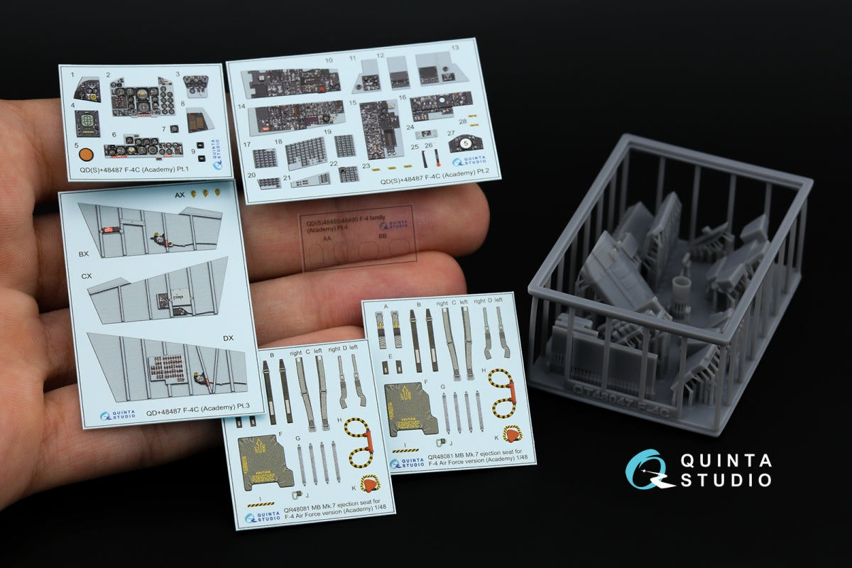Quinta Studio QD+48487 F-4C Phantom II 3D-Printed &amp;amp; coloured Interior on decal paper (Academy) (with 3D-printed resin parts) 1/48 – immagine 2