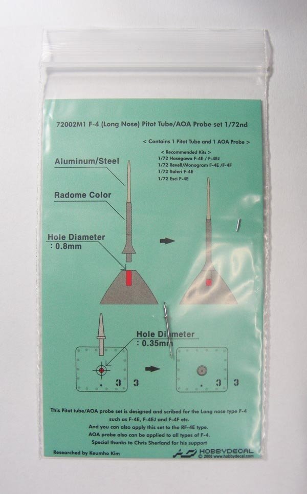 HobbyDecal MT72002V1 F-4 Long nose Pitot tube set 1/72