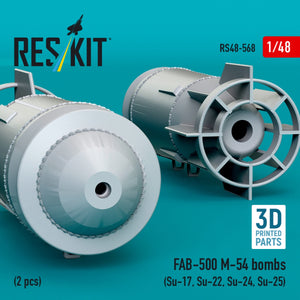 RESKIT RS48-0568 FAB-500 M-54 bombs (2 pcs) (Su-17, Su-22, Su-24, Su-25) (3D Printed) 1/48