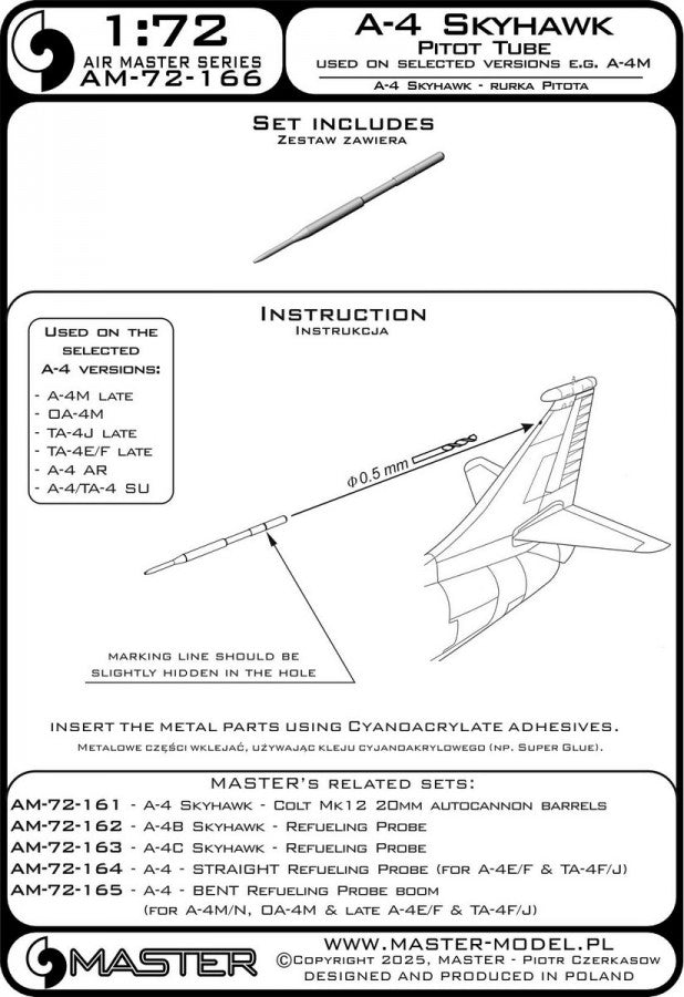 Master AM-72-166 A-4 Skyhawk - rurka Pitota na stateczniku pionowym (używana na wybranych wersjach np. A-4M, OA-4M, TA-4J) 1/72 – imagen 3