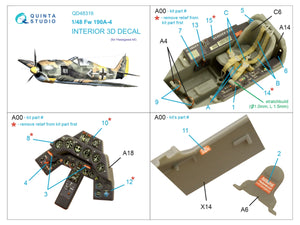 Quinta Studio QD48316 Fw 190A-4 3D-Printed &amp;amp; coloured Interior on decal paper (Hasegawa) 1/48 – immagine 2