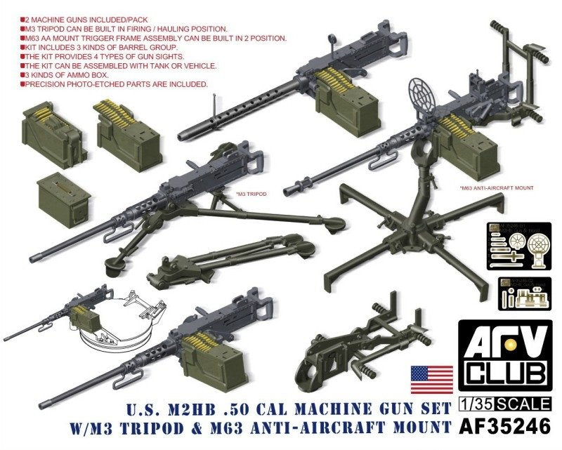 AFV Club 35246 Mitrailleuse américaine M2HB calibre .50, échelle 1/35