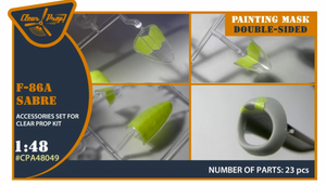 Masque de peinture double face Clear Prop! CPA48049 F-86A sur papier kabuki jaune pour maquettes CP au 1/48