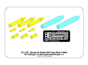 Aber 35L-155 Barrels for British WWI Tank Mark IV – Male 1/35 – zdjęcie 9