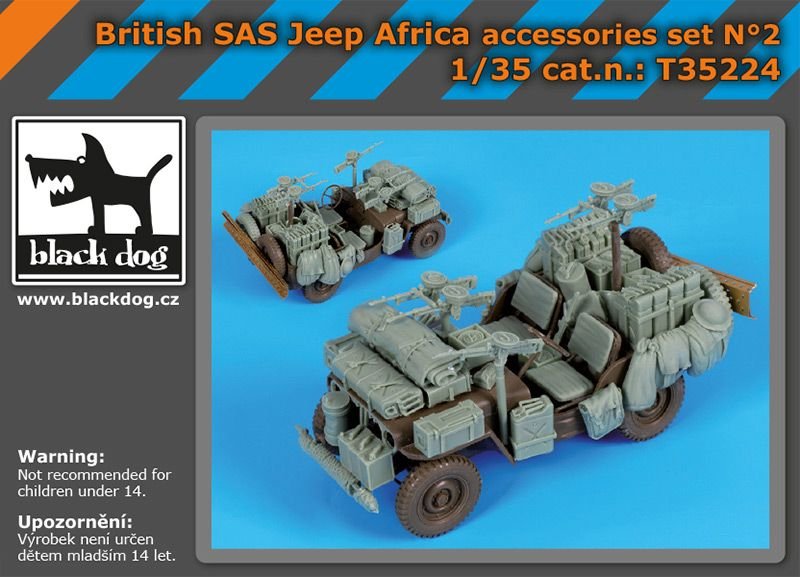 Ensemble d&amp;#39;accessoires Black Dog T35224 pour Jeep SAS britannique en Afrique, échelle 1/35