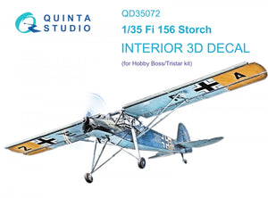 Quinta Studio QD35072 Fi 156C 3D-Printed &amp;amp; coloured Interior on decal paper (Hobby Boss (ex-Tristar)) 1/35