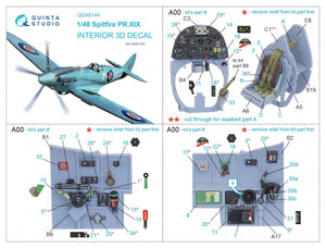 Quinta Studio QD48144 Spitfire PR.XIX 3D-Printed &amp;amp; coloured Interior on decal paper (Airfix) 1/48 – Bild 12