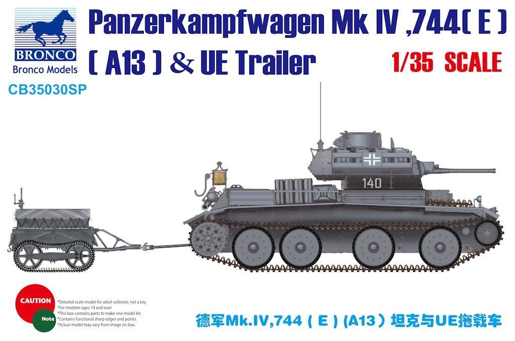 Bronco CB35030SP Panzerkampfwagen Mk IV (E) (A13) &amp;amp; UE Trailer