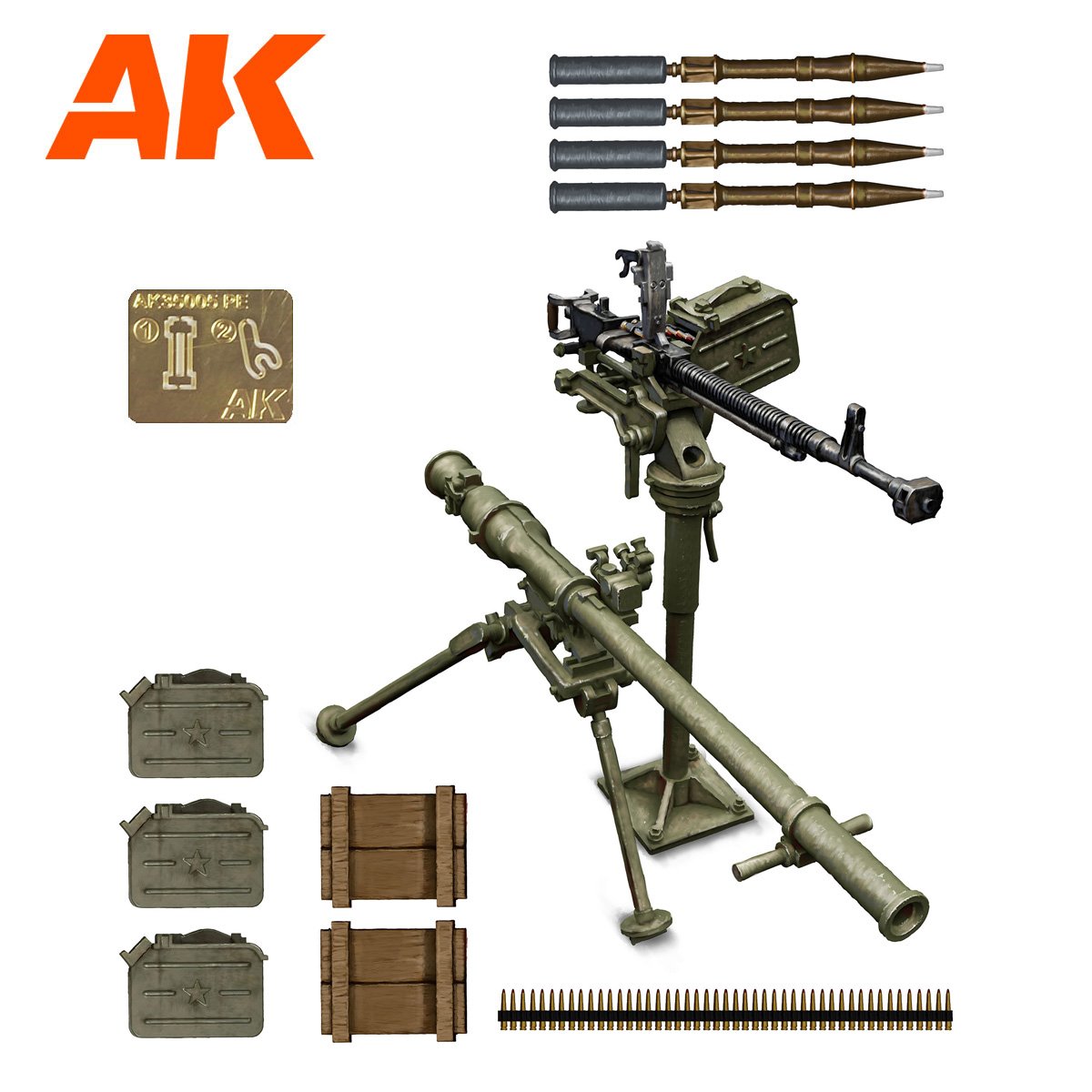 AK Interactive AK35005 Armes de soutien d&amp;#39;infanterie DSHKM et SPG-9 1/35 – image 2