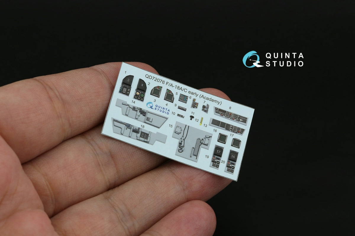 Quinta Studio QD72076 F/A-18A/C early 3D-Printed &amp;amp; coloured Interior on decal paper (Academy) 1/72 – imagen 3