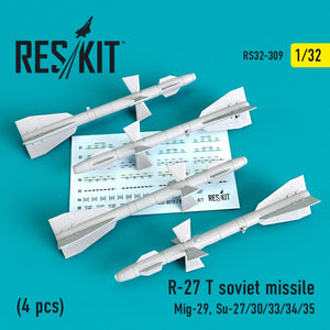 RESKIT RS32-0309 MISSILES SOVIÉTIQUES R-27T (4 PIÈCES) 1/32