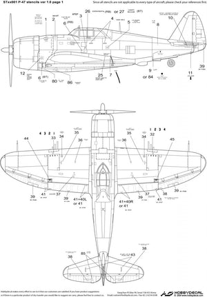 HobbyDecal ST48001V1 P-47 Stencils ver 1 1/48 – imagen 2