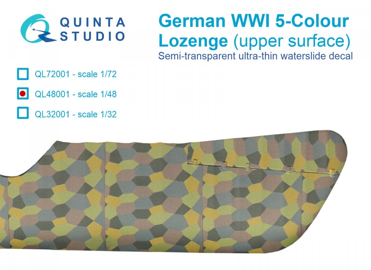 Quinta Studio QL48001 Losange allemand 5 couleurs de la Première Guerre mondiale (surface supérieure) 1/48
