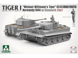 Takom 2201 Tiger I Late Production w/zimmerit Normandy 1944 Sd.Kfz. 181 Pz.Kpfw. VI Ausf. E &amp;quot;Michael Wittmann&amp;#39;s Tiger&amp;quot;(Late/Late Command) 1/35 – imagen 3