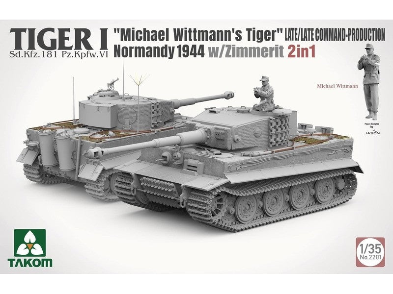 Takom 2201 Tiger I Late Production w/zimmerit Normandy 1944 Sd.Kfz. 181 Pz.Kpfw. VI Ausf. E &amp;quot;Michael Wittmann&amp;#39;s Tiger&amp;quot;(Late/Late Command) 1/35 – imagen 3