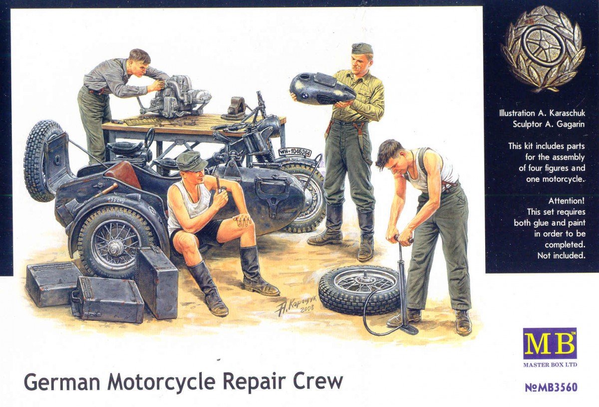 Master Box 3560 Équipe de réparation de motos allemandes (1/35)