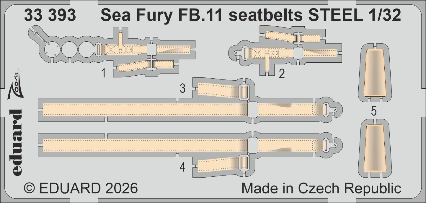 Eduard 33393 Hawker Sea Fury FB.11 - Steel Seatbelts Zoom Set for DBMK 1/32