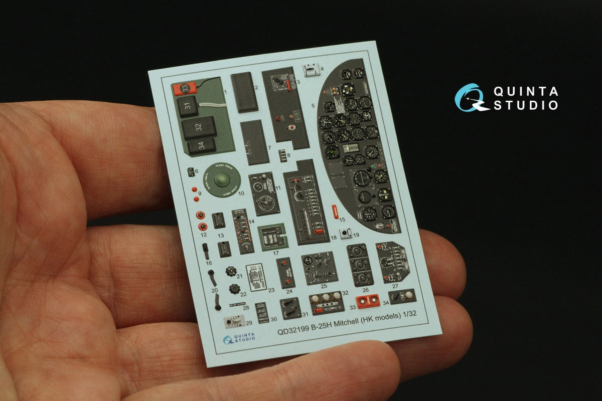 Quinta Studio QD32199 B-25H Mitchell 3D-Printed &amp;amp; coloured Interior on decal paper (HK models) 1/32 – imagen 4