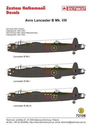 Techmod 72106 - Avro Lancaster B.I 1/72 – imagen 2