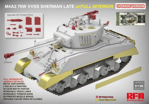 Rye Field Model 5136 M4A3 76W VVSS Sherman Late Upgrade Version Full Interior 1/35 – imagen 3