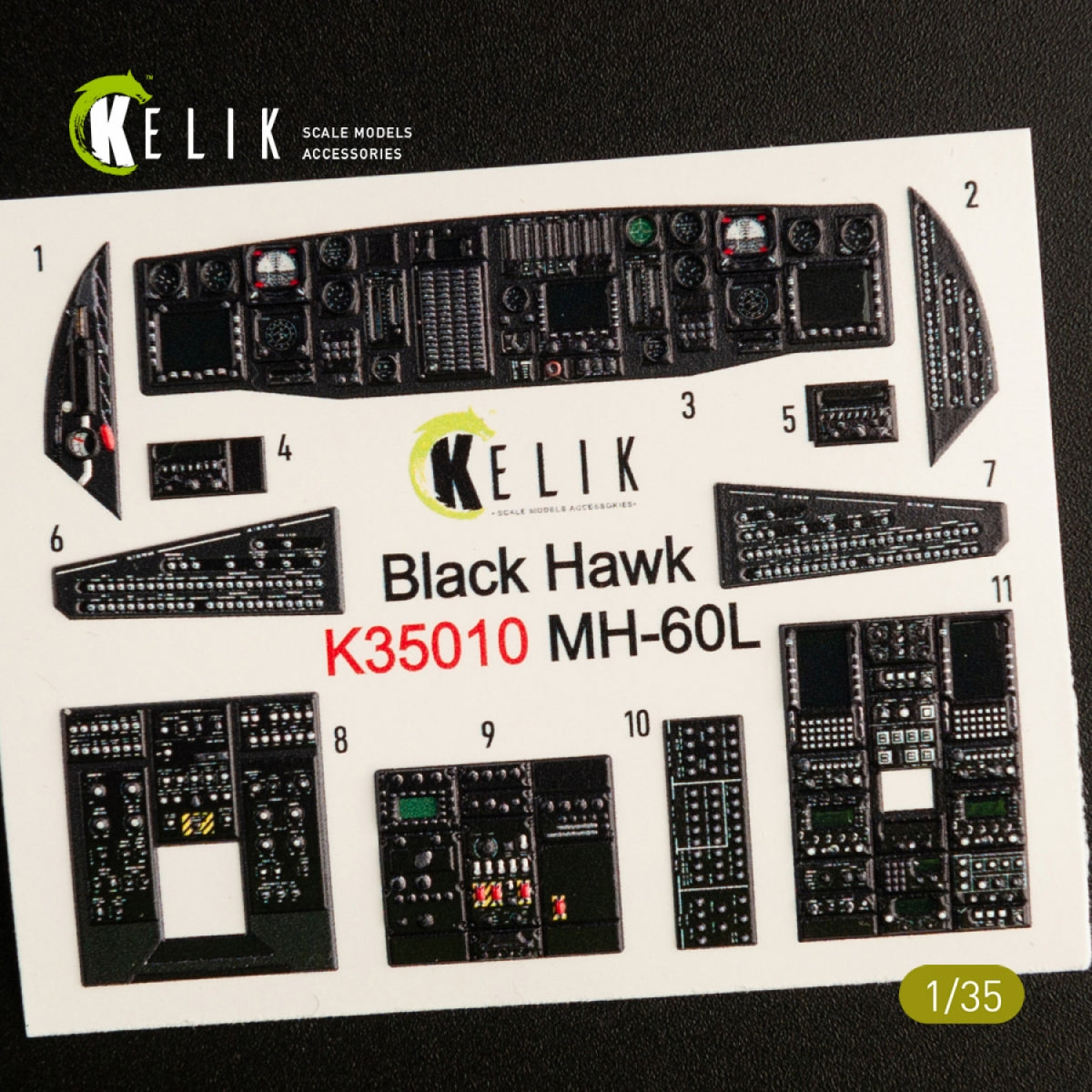 KELIK K35010 MH-60L BLACK HAWK INTERIOR 3D DECALS FOR KITTY HAWK KIT 1/35 – imagen 3