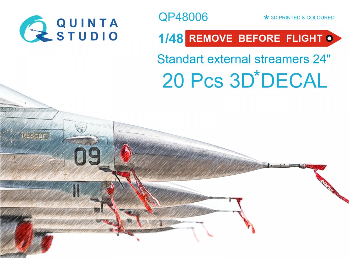 Quinta Studio QP48006 &amp;quot;Remove Before Flight&amp;quot; standard external streamer 24&amp;quot;, 20 Pcs 1/48