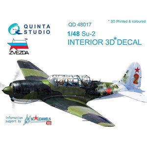 Quinta Studio QD48017 Su-2 3D-Printed &amp;amp; coloured Interior on decal paper (for Zvezda kits) 1/48