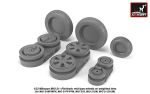 Armory Models AW32010 Mikoyan MiG-21 Fishbed wheels w/ weighted tires, mid 1/32 – imagen 2
