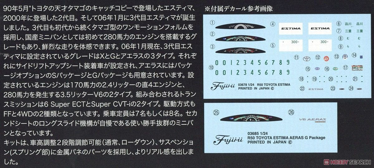 Fujimi 039787 Toyota Estima G/X/Aeras G Package 1/24 – imagen 9