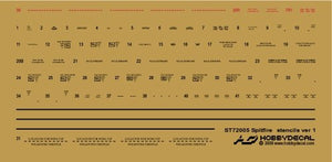 HobbyDecal ST72005V1 Pochoirs Spitfire ver 1 1/72