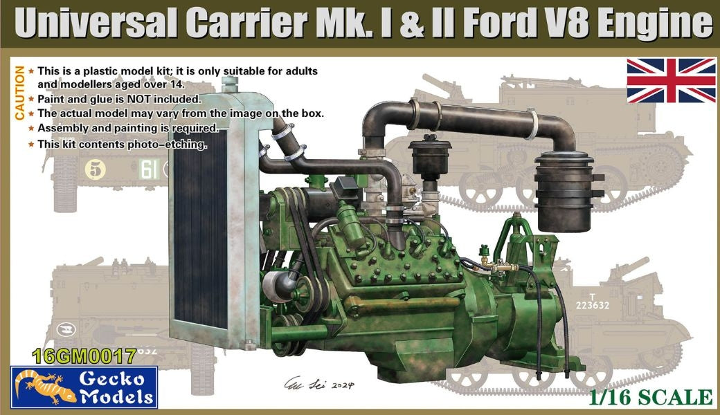 Gecko Models 16GM0017 Universal Carrier Mk.I &amp; II Moteur Ford V8 1/16