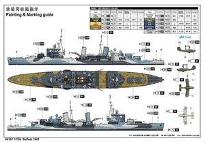 Trumpeter 06701 Royal Navy light cruiser Belfast 1942 1/700 – imagen 4