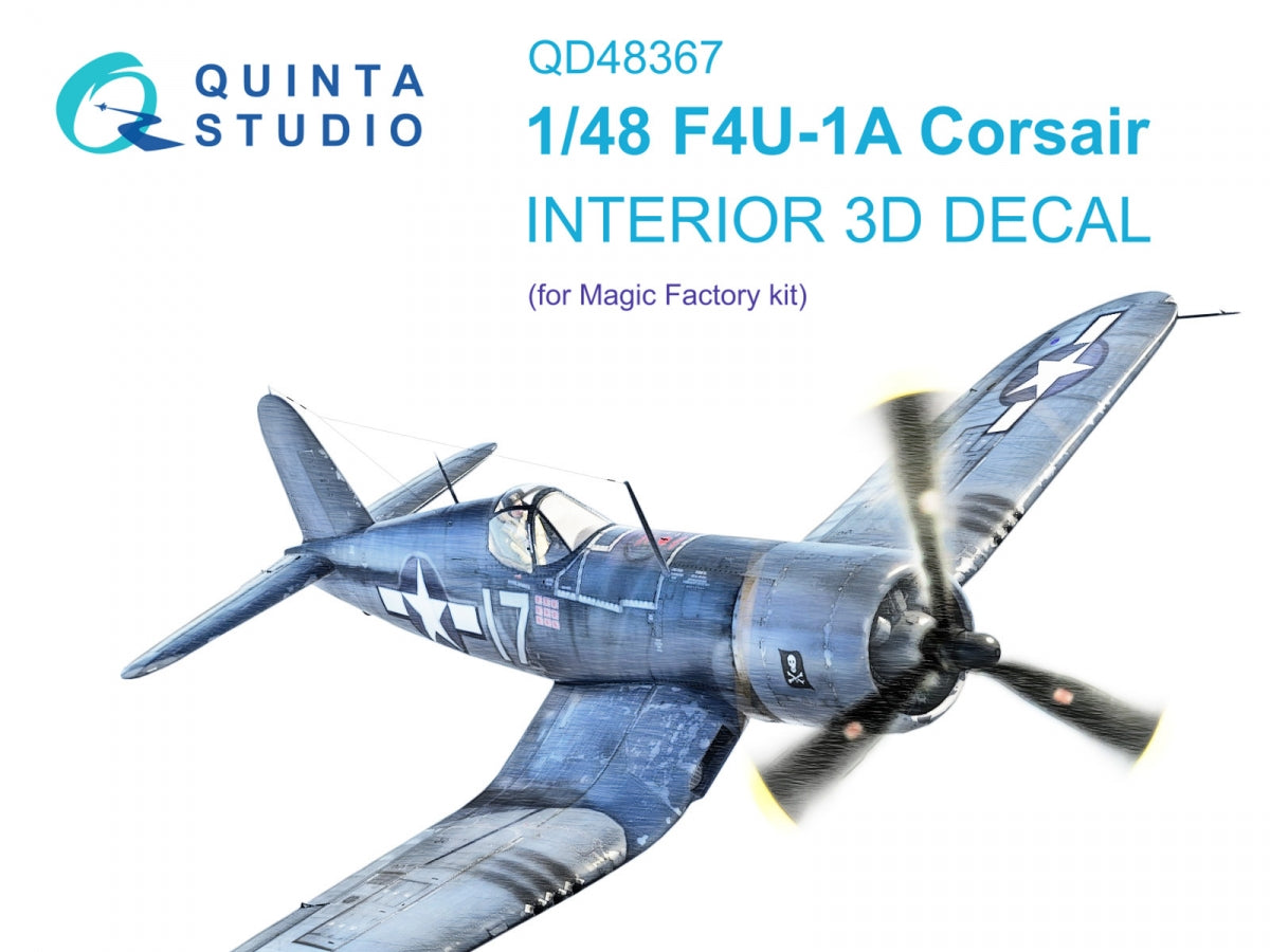 Quinta Studio QD48367 F4U-1A 3D-Printed &amp; colored Interior on decal paper (Magic Factory) 1/48