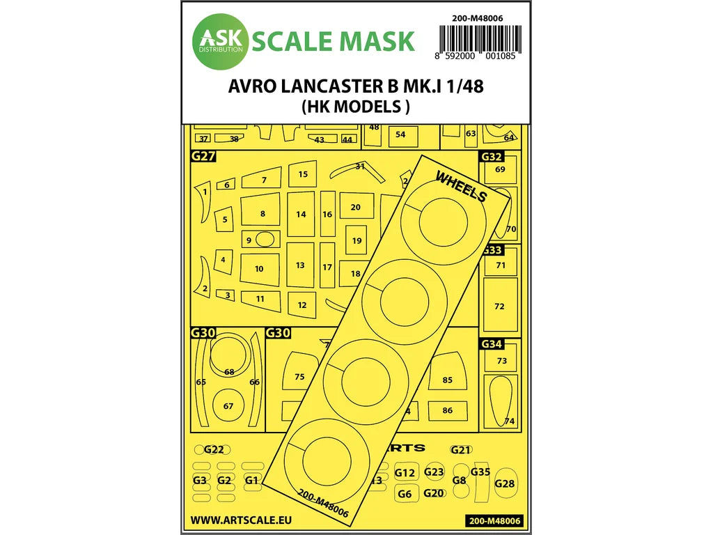 Art Scale Kit M48006 Avro Lancaster Mk.Ib Outside Painting Mask for HK Models 1/48