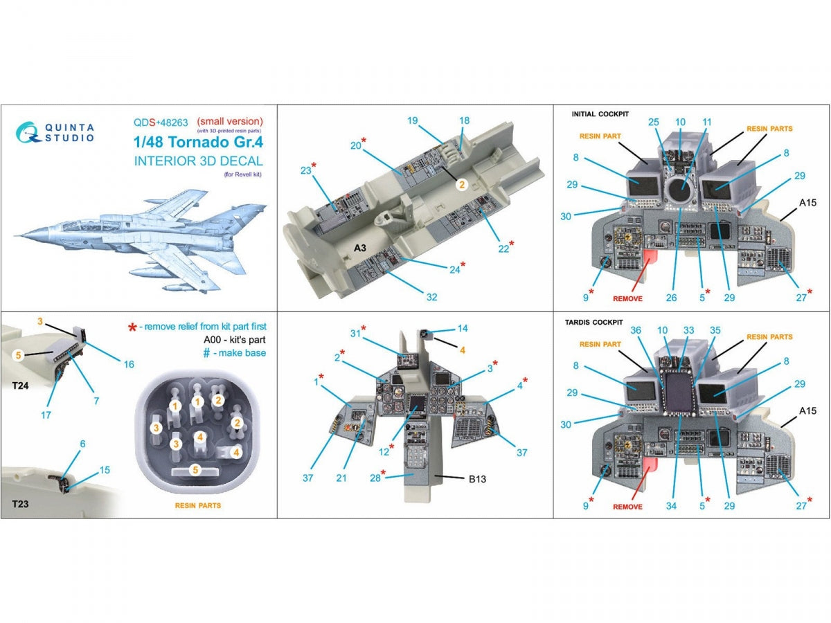 Quinta Studio QDS+48263 Tornado GR.4 3D-Printed coloured Interior on decal paper (Revell) (small version) (with 3D-printed resin parts) 1/48 – immagine 3