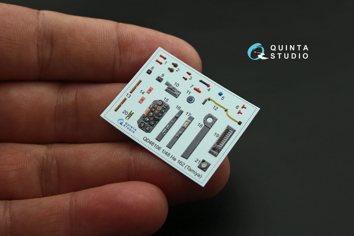 Quinta Studio QD48106 He-162 3D-Printed &amp;amp; colored Interior on decal paper (for Tamiya kit) 1/48 – image 6