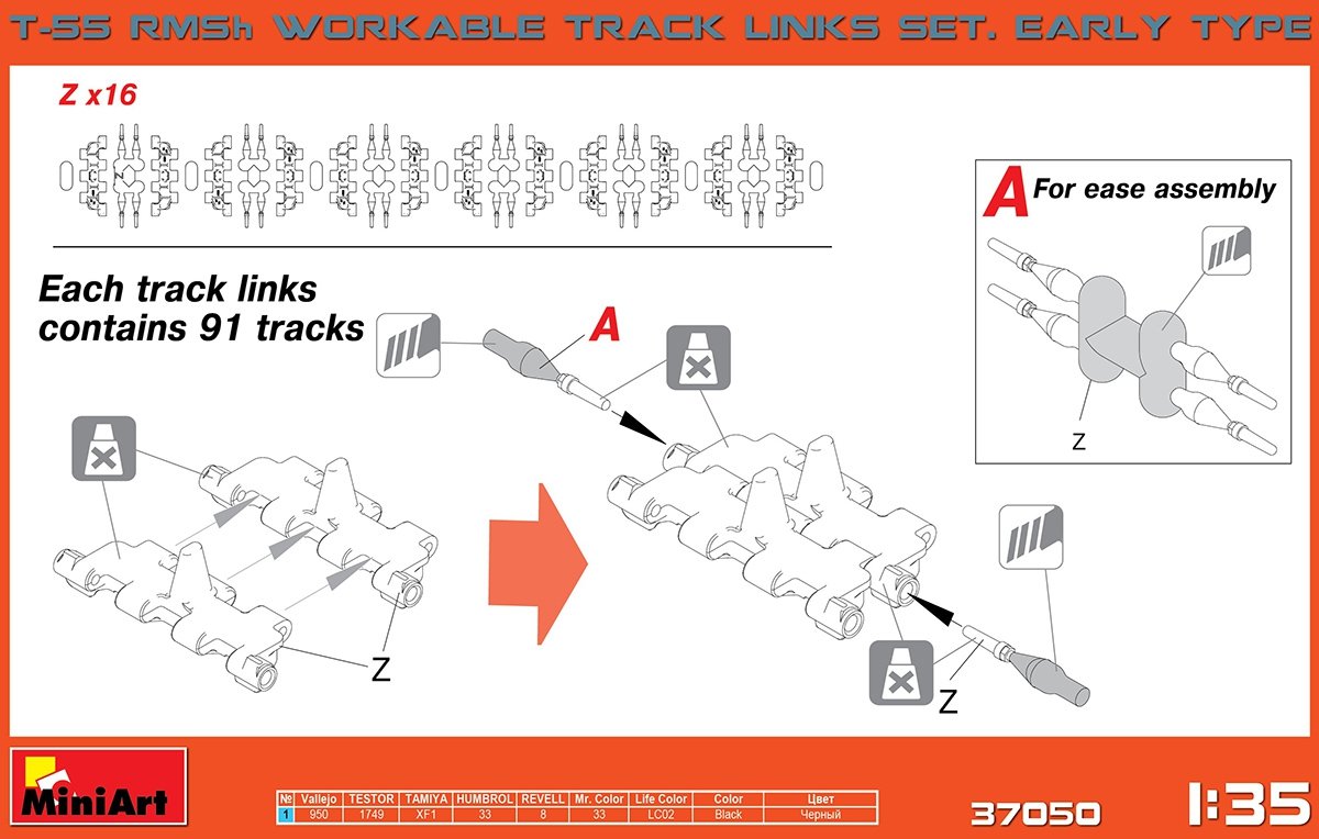 MiniArt 37050 T-55 RMSh WORKABLE TRACK LINKS. EARLY TYPE 1/35 – Bild 2
