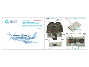 Quinta Studio QDS-32143 P-51D/K Mustang 3D-Printed coloured Interior on decal paper (Dragon) (Small version) 1/32 – imagen 2