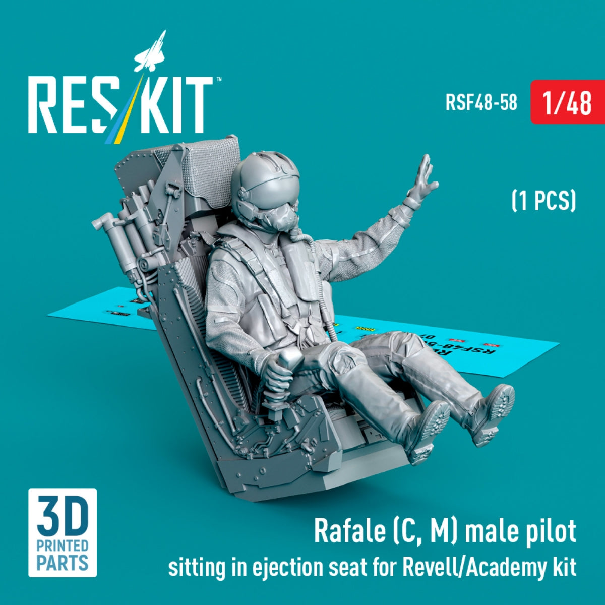 RESKIT RSF48-0058 Rafale (C, M) female pilot sitting in ejection seat for Revell/Academy kit (1 pcs) (3D Printed) 1/48