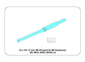 Aber 35L-103 Barrel for US 37 mm M6 gun fit to M8 Greyhound,M3,M5,Grant and Lee tanks 1/35 – imagen 5