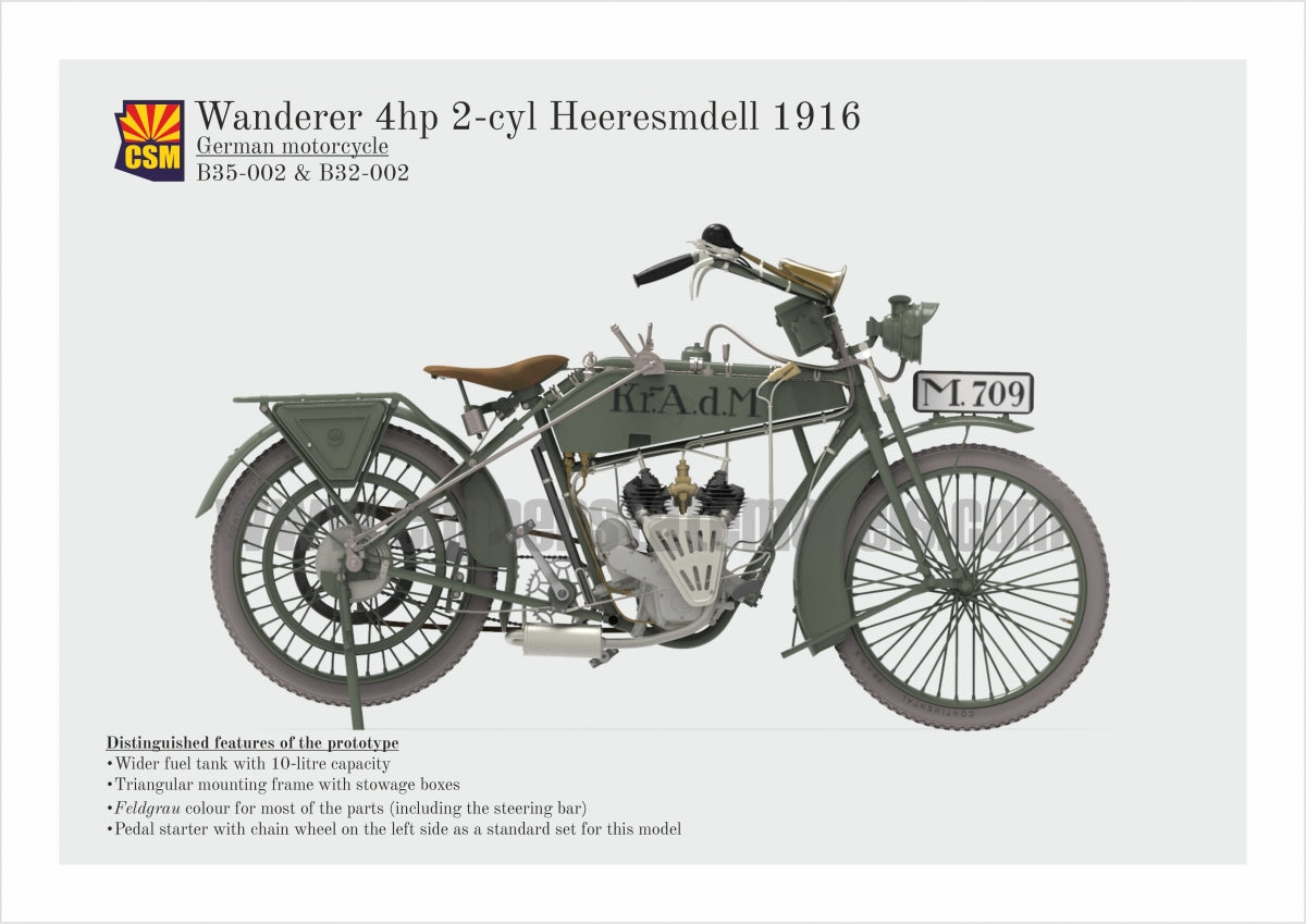 Copper State Models B35-002 Wanderer 4PS 1916 Motorcycle 1/35 – imagen 2